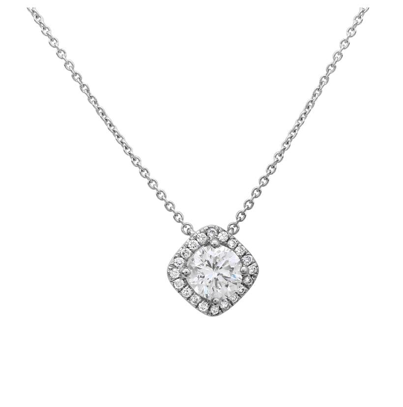 0.62 Ctw Diamond 14k White Gold Round Shape Womens Diamond Necklace