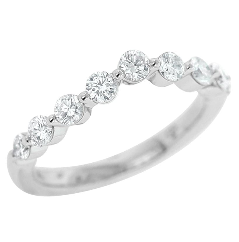 0.74 Ctw Diamond 14k White Gold Round Shape Womens Wedding Band Ring