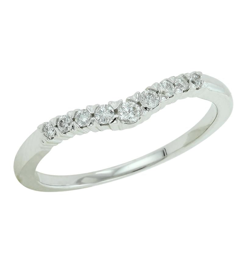 0.15 Ctw Diamond 14k White Gold Round Shape Womens Wedding Band Ring