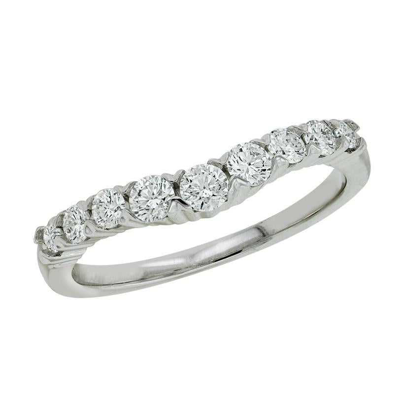 0.32 Ctw Diamond 14k White Gold Round Shape Womens Wedding Band Ring