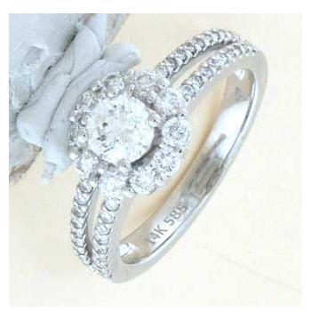 1.02 Ctw Diamond 14k White Gold Round Shape Womens Diamond Ring