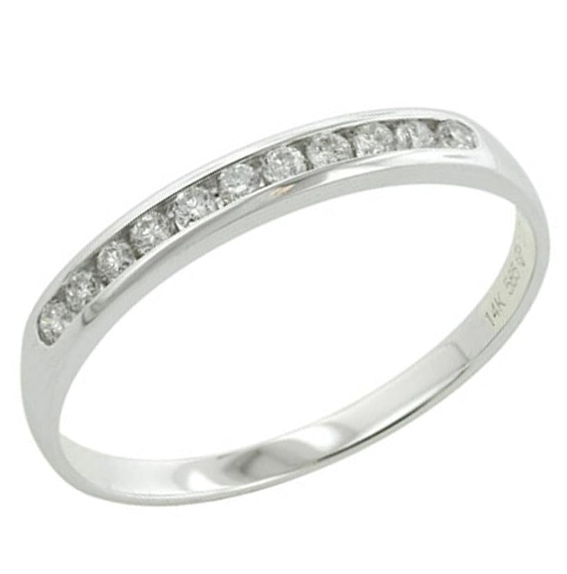 0.14 Ctw Diamond 14k White Gold Round Shape Womens Wedding Band Ring