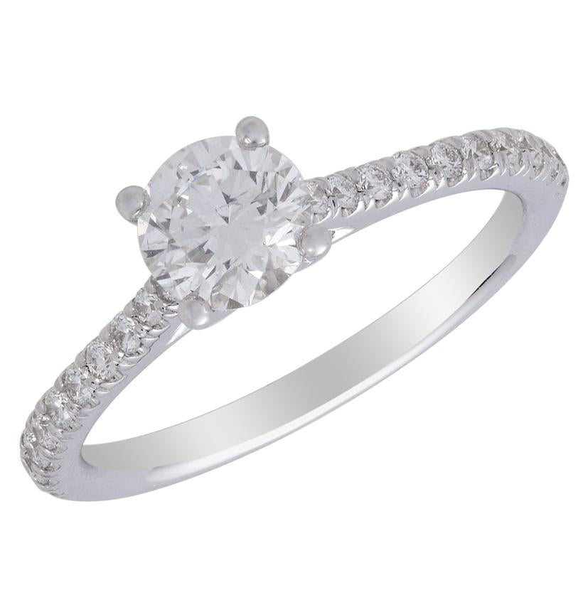 0.99 Ctw Diamond 14k White Gold Round Shape Wedding Engagement Ring