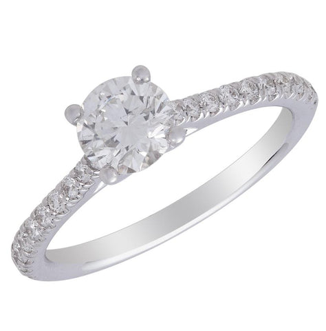 0.99 Ctw Diamond 14k White Gold Round Shape Wedding Engagement Ring