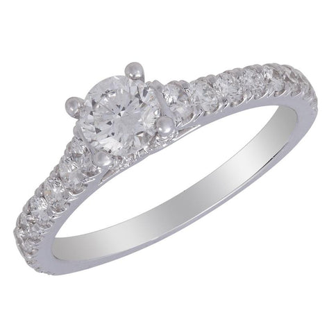 1.02 Ctw Diamond 14k White Gold Round Shape Wedding Engagement Ring