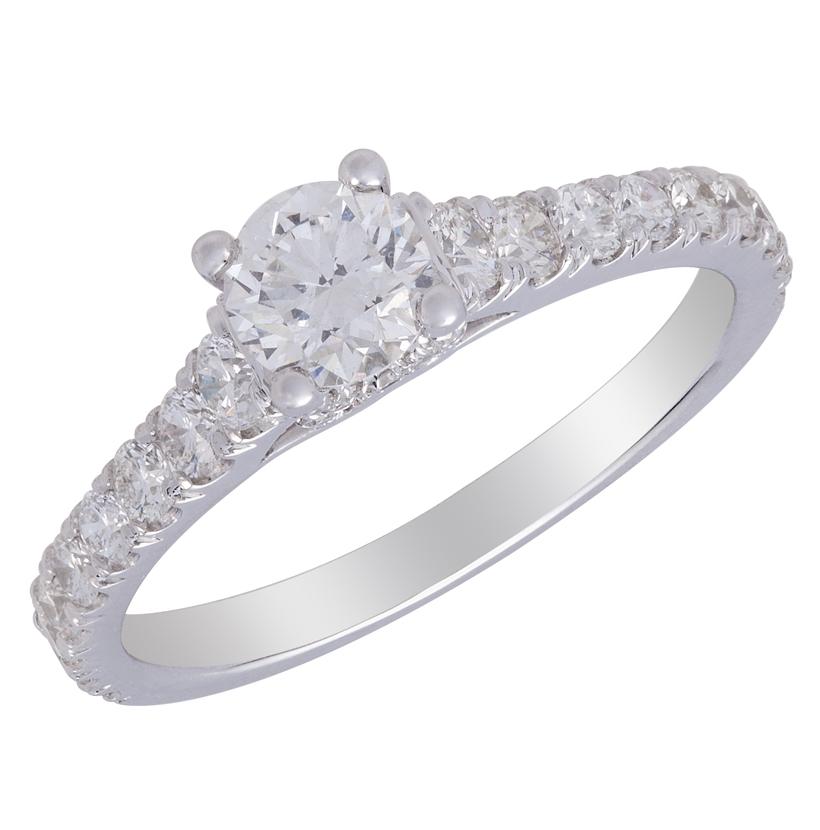 1.03 Ctw Diamond 14k White Gold Round Shape Wedding Engagement Ring