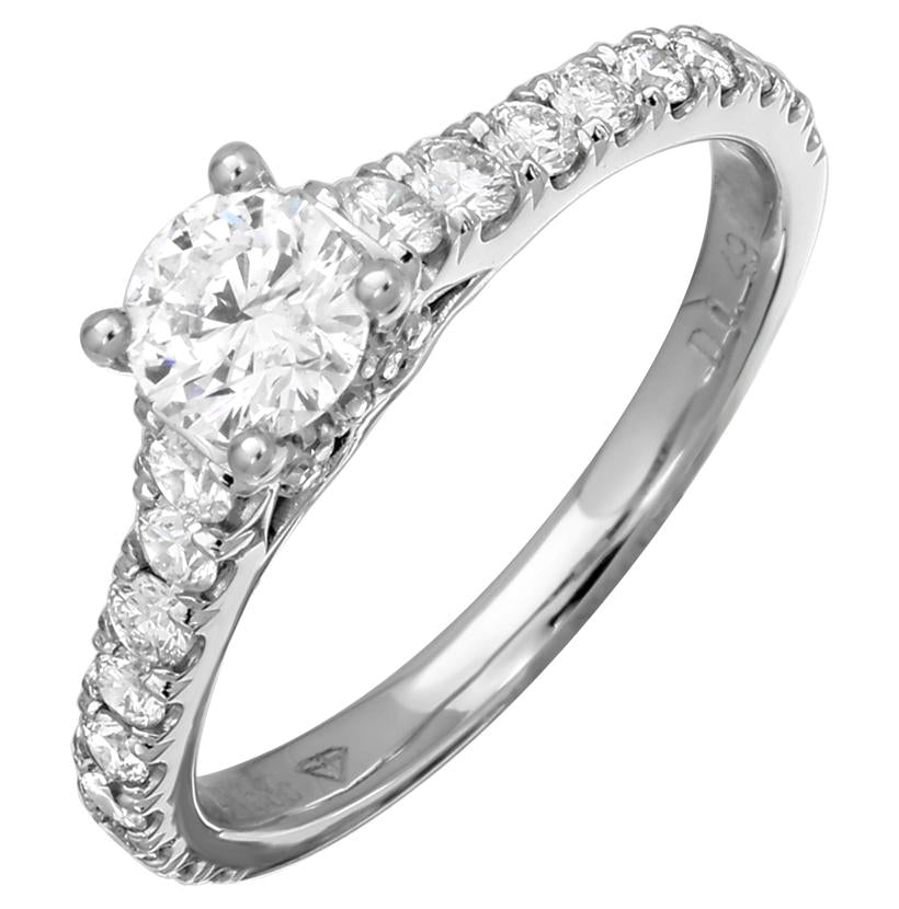 1.06 Ctw Diamond 14k White Gold Round Shape Wedding Engagement Ring