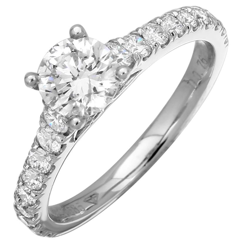 1.36 Ctw Diamond 14k White Gold Round Shape Wedding Engagement Ring