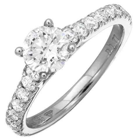 1.37 Ctw Diamond 14k White Gold Round Shape Wedding Engagement Ring