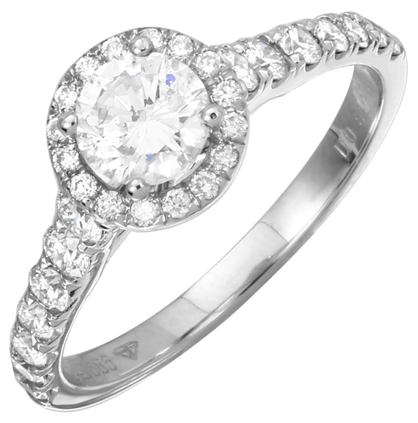 1.09 Ctw Diamond 14k White Gold Round Shape Wedding Engagement Ring