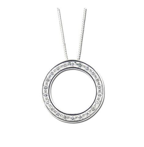 0.49 Ctw Diamond 14k White Gold Round Shape Womens Diamond Necklace