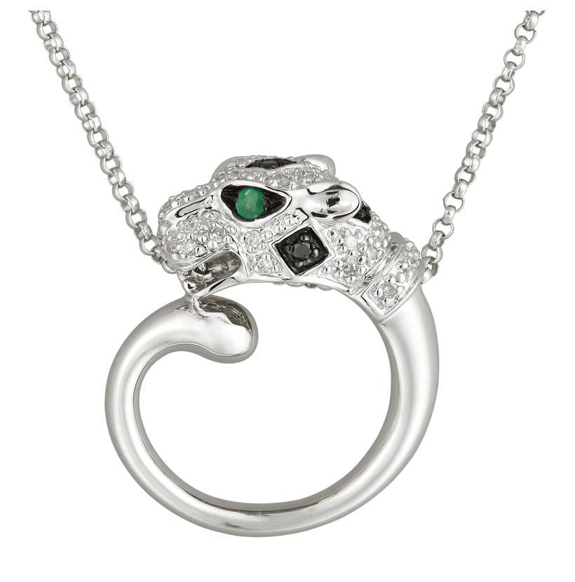 0.17 Ctw Diamond 14k White Gold Emerald Round Shape Womens Diamond Necklace Pendant With 16 Inch Chain