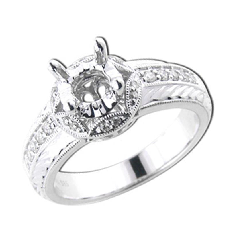 0.17 Ctw Diamond 14k White Gold Round Shape Wedding Engagement Ring