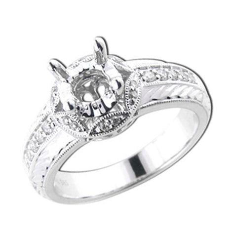 0.17 Ctw Diamond 14k White Gold Round Shape Wedding Engagement Ring
