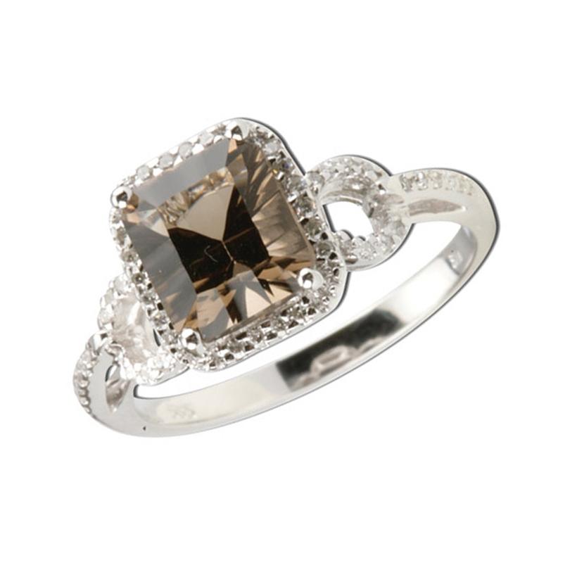 0.17 Ctw Diamond 14k White Gold Topaz Round Shape Womens Gemstone Ring
