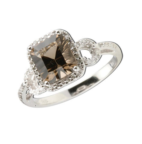 0.17 Ctw Diamond 14k White Gold Topaz Round Shape Womens Gemstone Ring