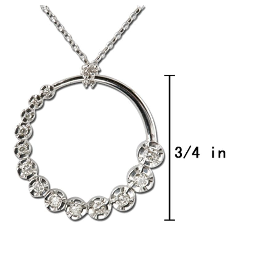 0.2 Ctw Diamond 14k White Gold Round Shape Womens Diamond Necklace Pendant With 16 Inch Chain