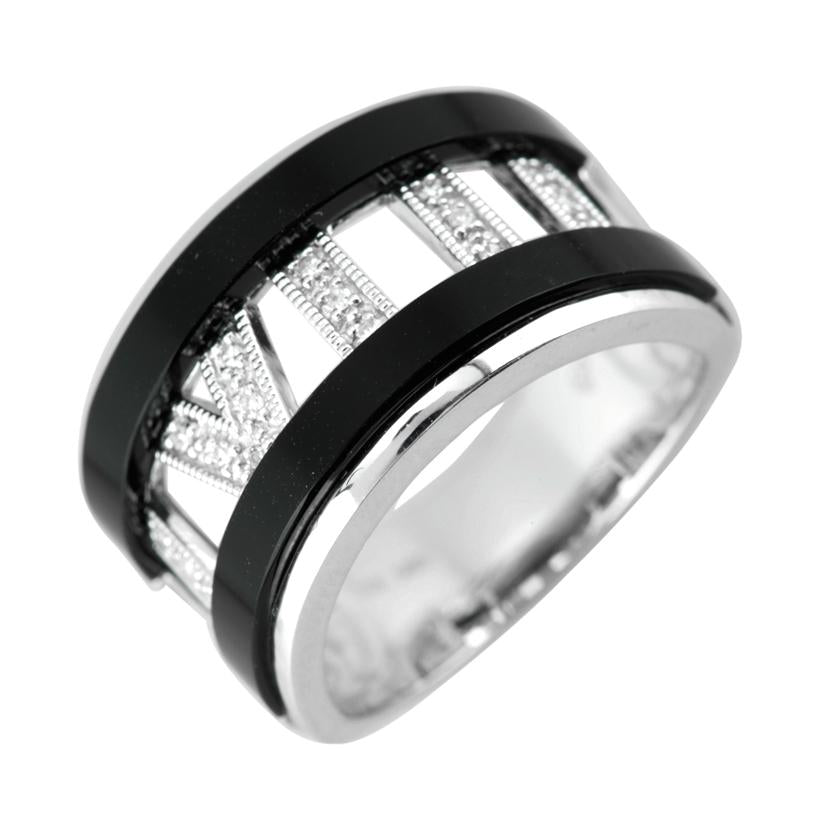 0.07 Ctw Diamond 14k White Gold Onyx Round Shape Womens Gemstone Ring