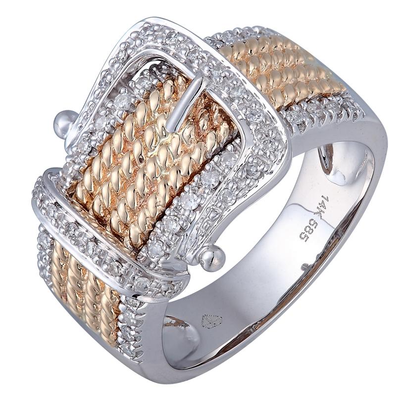 0.22 Ctw Diamond 14k Two Tone Gold Round Shape Womens Diamond Ring