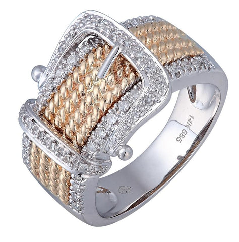 0.22 Ctw Diamond 14k Two Tone Gold Round Shape Womens Diamond Ring