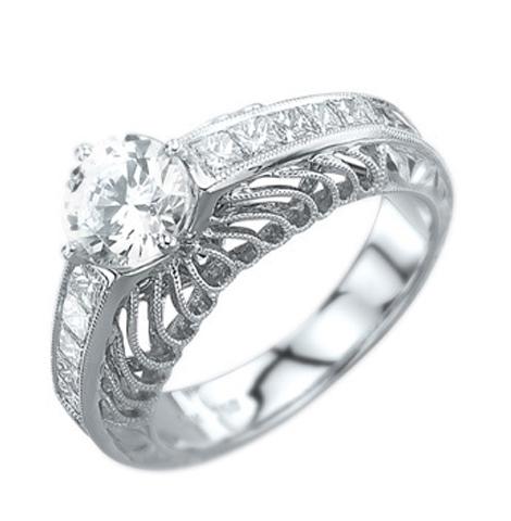 0.5 Ctw Diamond 18k White Gold Princess Shape Wedding Engagement Ring