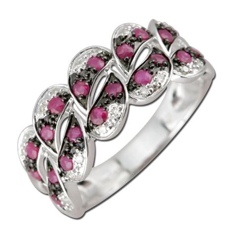 0.08 Ctw Diamond 14k White Gold Ruby Round Shape Womens Gemstone Ring