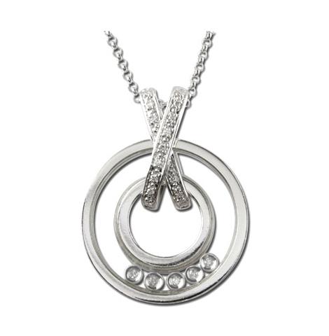 0.07 Ctw Diamond 14k White Gold Round Shape Womens Diamond Necklace Pendant With 16 Inch Chain