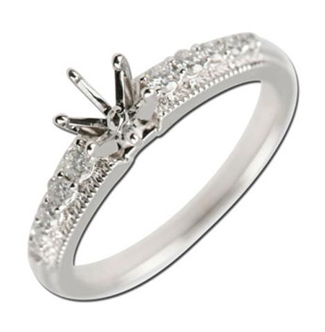 0.21 Ctw Diamond 14k White Gold Round Shape Wedding Engagement Ring