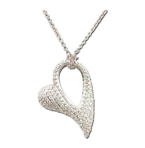 0.55 Ctw Diamond 14k White Gold Round Shape Womens Diamond Necklace Pendant With 16 Inch Chain