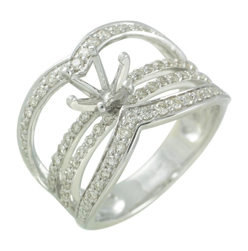 0.72 Ctw Diamond 14k White Gold Round Shape Wedding Engagement Ring