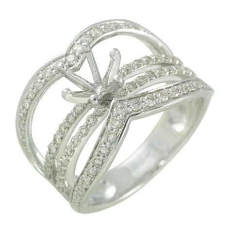0.72 Ctw Diamond 14k White Gold Round Shape Wedding Engagement Ring