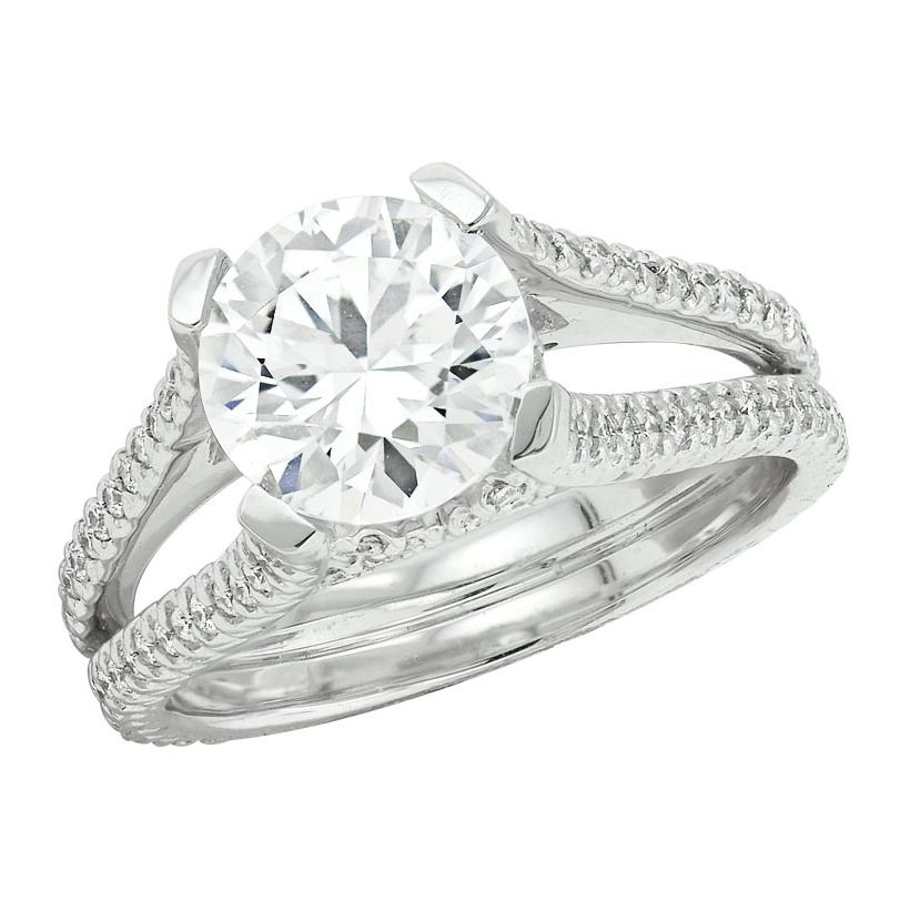 0.61 Ctw Diamond 14k White Gold Round Shape Wedding Engagement Ring