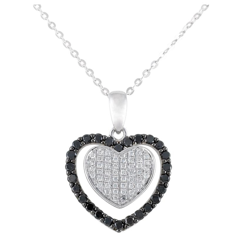 0.53 Ctw Diamond 14k White Gold Round Shape Womens Diamond Necklace Pendant With 16 Inch Chain