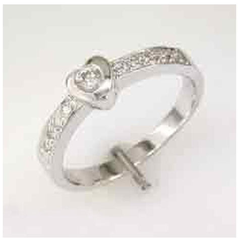 0.14 Ctw Diamond 14k White Gold Round Shape Womens Diamond Ring