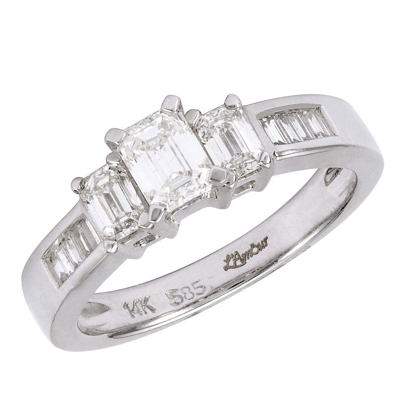 0.99 Ctw Diamond 14k White Gold Baguette Shape Wedding Engagement Ring