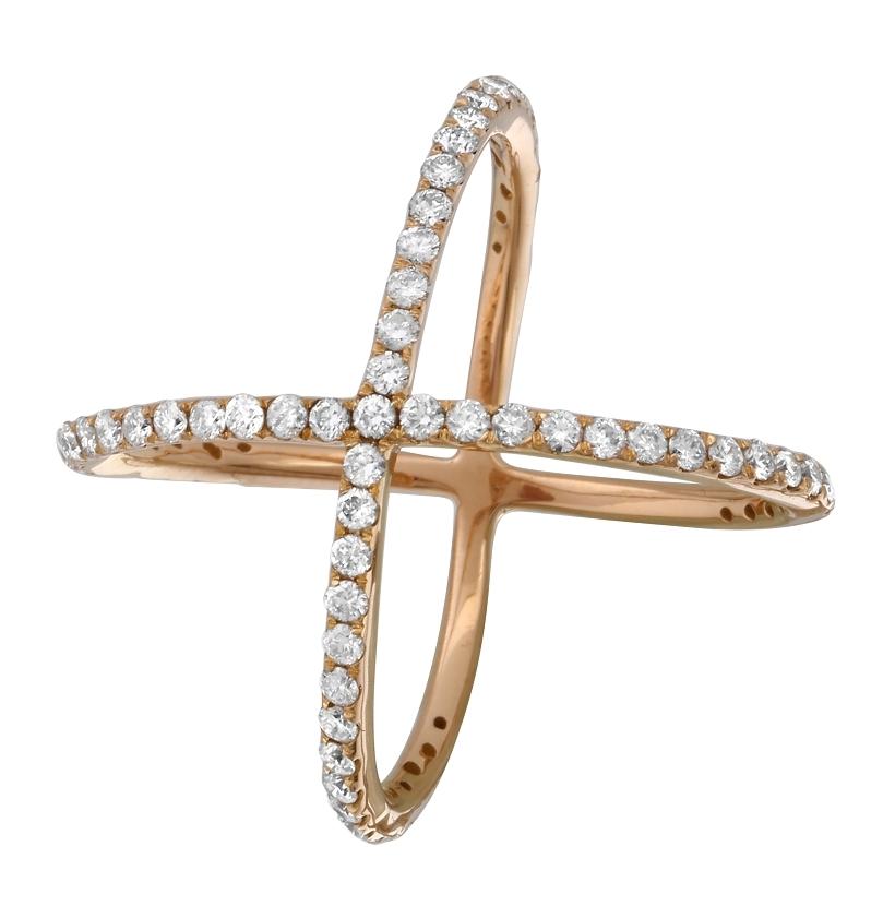 0.77 Ctw Diamond 18k Rose Gold Round Shape Womens Diamond Ring