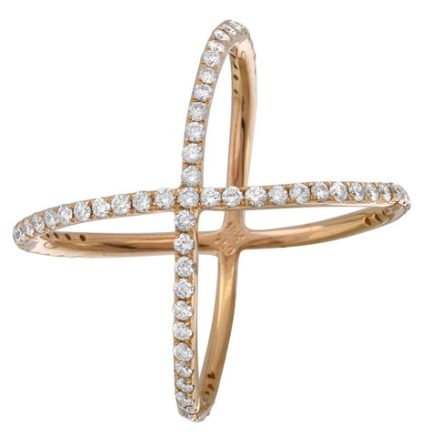 0.77 Ctw Diamond 18k Rose Gold Round Shape Womens Diamond Ring