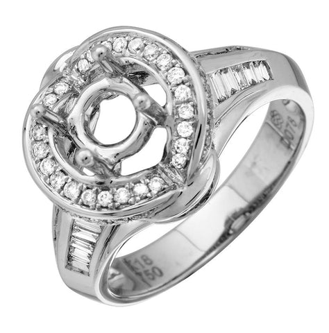 0.78 Ctw Diamond 18k White Gold Round Shape Wedding Engagement Ring