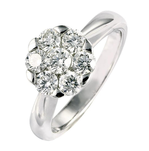 1.0 Ctw Diamond 18k White Gold Round Shape Womens Diamond Ring