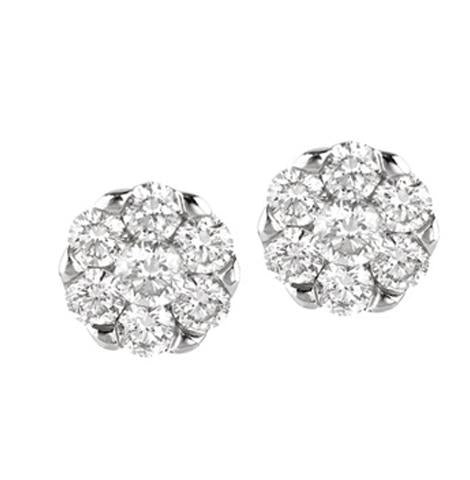 2 Ctw Diamond 18k White Gold Round Shape Womens Diamond Earrings