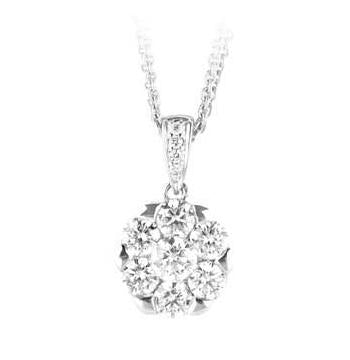 1.5 Ctw Diamond 18k White Gold Round Shape Womens Diamond Necklace Pendant With 16 Inch Chain