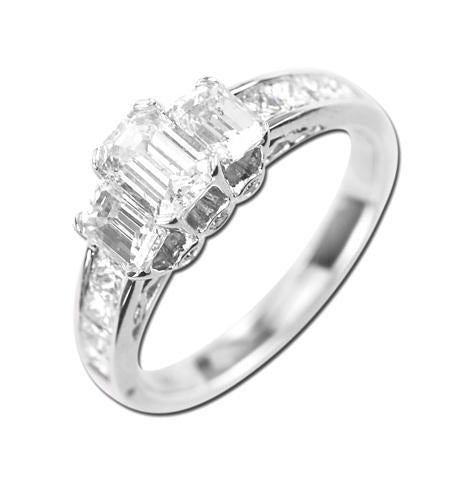 2.0 Ctw Diamond 14k White Gold Emerald Cut Shape Wedding Engagement Ring