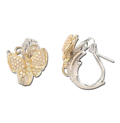 0.62 Ctw Diamond 14k Two Tone Gold Round Shape Womens Diamond Earrings