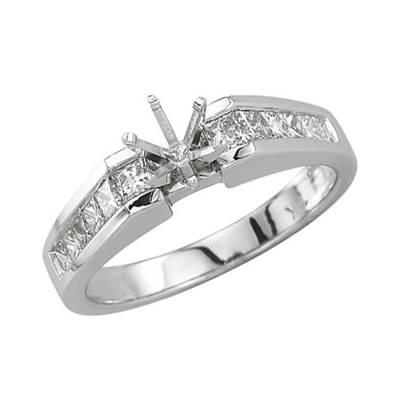 0.66 Ctw Diamond 14k White Gold Princess Shape Wedding Engagement Ring