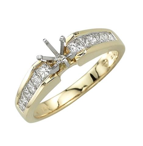 0.64 Ctw Diamond 14k Yellow Gold Princess Shape Wedding Engagement Ring