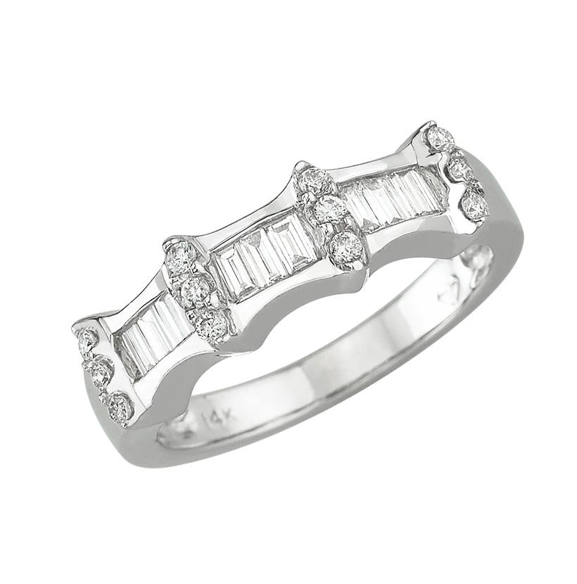 0.47 Ctw Diamond 14k White Gold Round Shape Womens Wedding Band Ring