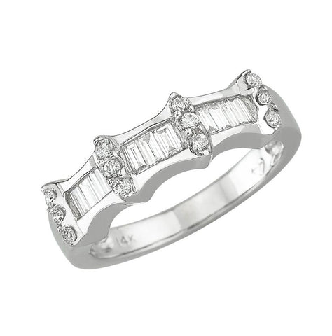 0.47 Ctw Diamond 14k White Gold Round Shape Womens Wedding Band Ring
