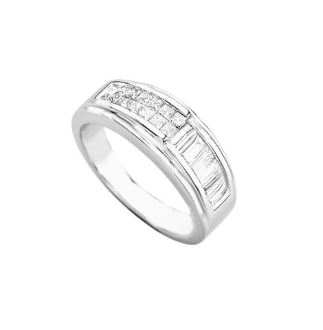 0.73 Ctw Diamond 14k White Gold Baguette Shape Womens Wedding Band Ring