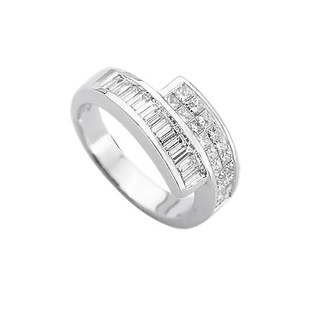 0.94 Ctw Diamond 14k White Gold Baguette Shape Womens Wedding Band Ring