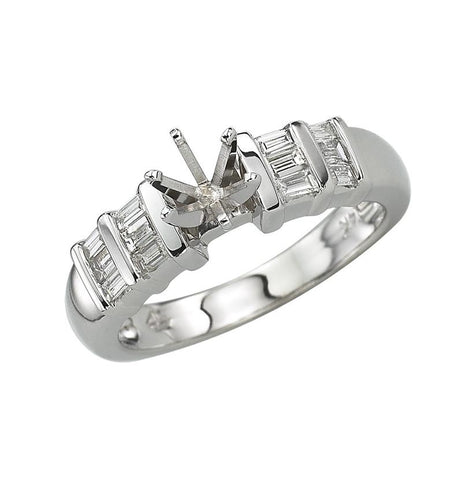 0.32 Ctw Diamond 14k White Gold Baguette Shape Wedding Engagement Ring